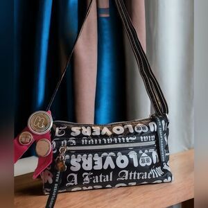 Harajuku Lovers Black and White Text Crossbody Bag